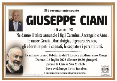 annuncio lutto giuseppe ciani