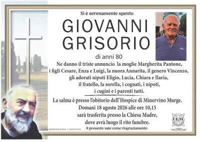 annuncio lutto grisorio