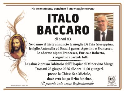 annuncio lutto italo baccaro
