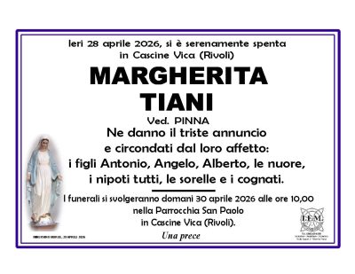 annuncio lutto margherita tiani