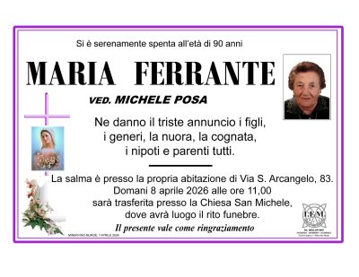 annuncio lutto maria ferrante