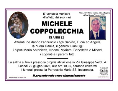 annuncio lutto michele coppolecchia