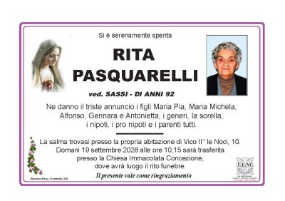 annuncio lutto rita pasquarelli