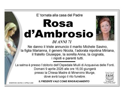 annuncio lutto rosa d'ambrosio