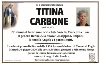 annuncio lutto titina carbone