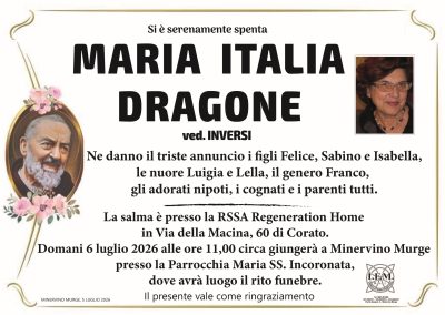 lutto maria italia dragone