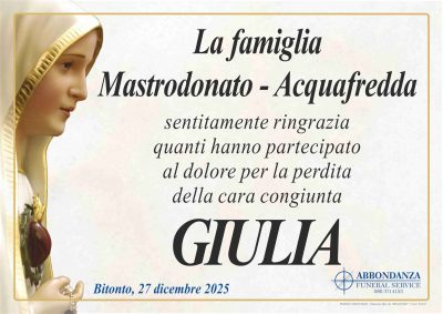 ringraziamento - Giulia Acquafredda