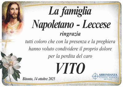 ringraziamento - vito napoletano