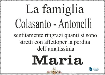 ringraziamto antoelli colasanto